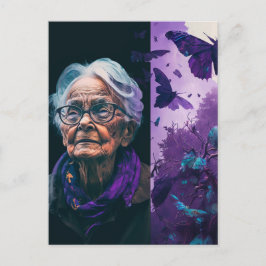 Cartão Postal Cartão-postal da Mulher Idosa e Borboletas