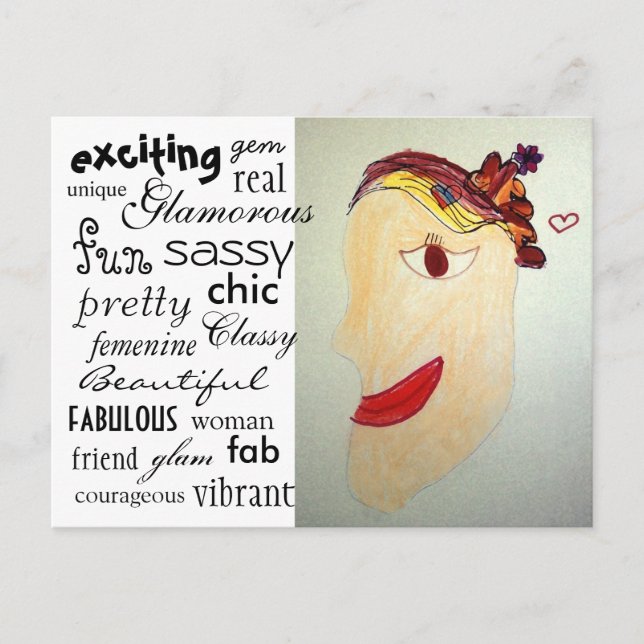 Cartão Postal Cartão-postal da mulher na revista (Frente)