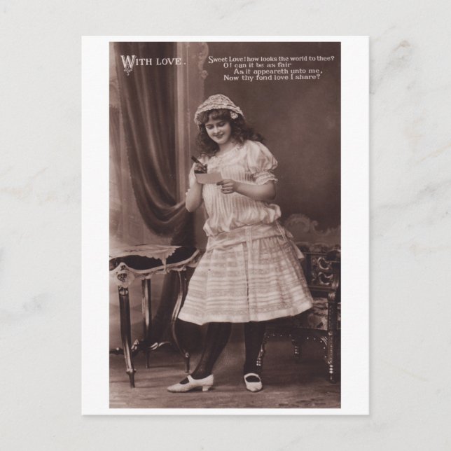 Cartão Postal Cartão-postal da Mulher Romântica Belle Epoque (Frente)