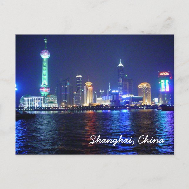 Cartão Postal Cartão-postal da Noite de Shanghai (Frente)