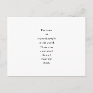 Cartão Postal Cartão-postal da Piada de Computação Binária Engra