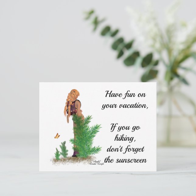 Cartão Postal Cartão-postal da Pinup Girl do Hiker Redhead (Em pé/Frente)