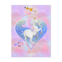 Cartão-postal da Princesa de Unicorno Personalizad