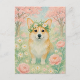 Cartão Postal Cartão-postal da Rainha Corgi Primavera Welsh Corg