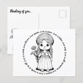 Cartão Postal Cartão-postal da rapariga do bosque com margaridas