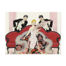 Cartão-postal da Senhora Elegante em Paris Art Dec