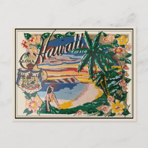 Cartão Postal Cartão-postal da Viagens vintage Aloha Hawaii 