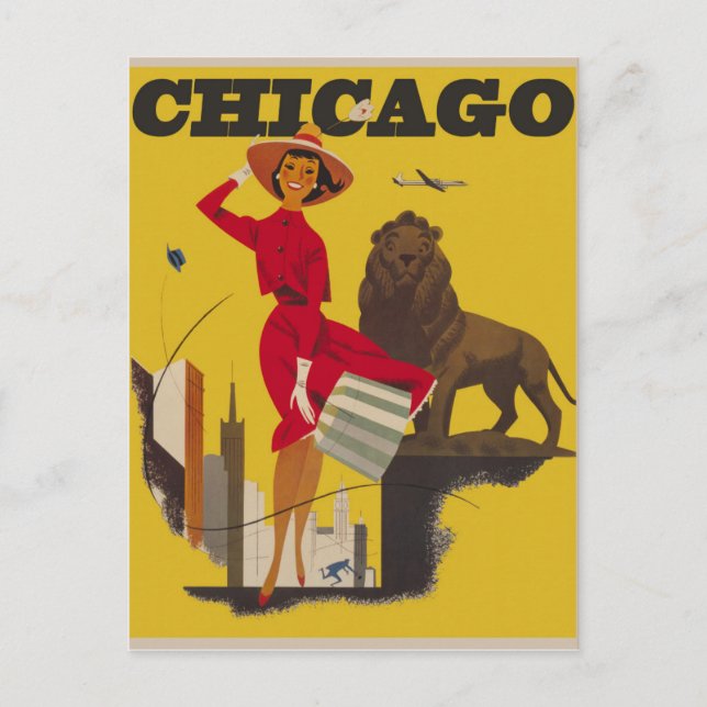 Cartão Postal Cartão-postal da Viagens vintage Chicago (Frente)