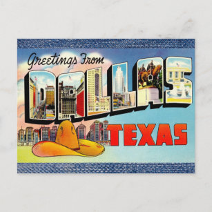Cartão Postal Cartão-postal da Viagens vintage Dallas Texas