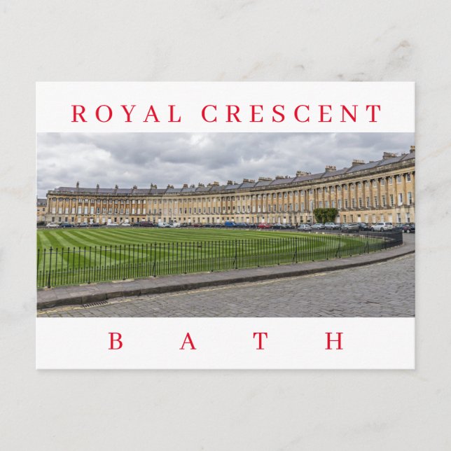Cartão Postal cartão-postal da vista do Royal Crescent em Bath (Frente)