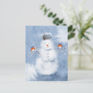 Cartão Postal Cartão-postal da Water Color Snowman