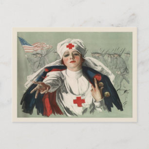 Cartão Postal Cartão-postal da WWII com Impressão da Cruz Verm