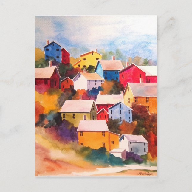 Cartão Postal Cartão-postal das casas da aldeia de Hillside (Frente)