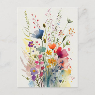 Cartão Postal Cartão-postal das flores de aquarela