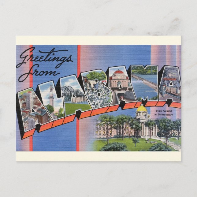 Cartão Postal Cartão-postal das Grandes Saudações do Alabama (Frente)