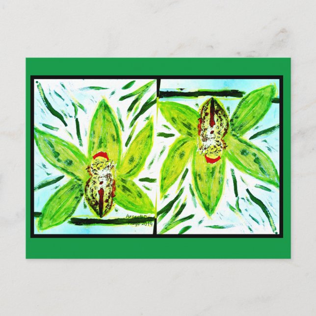 Cartão Postal Cartão-postal das Orquídeas de Cymbidium Verdes (Frente)