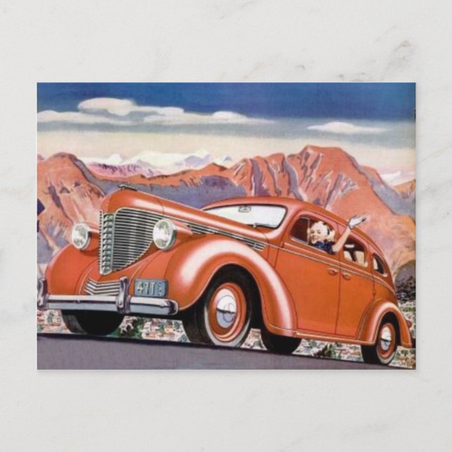 Cartão Postal Cartão-postal de 1930, loiro, com motor vermelho (Frente)