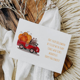 Cartão Postal Cartão-postal de Abóbora Laranja de Gato Halloween