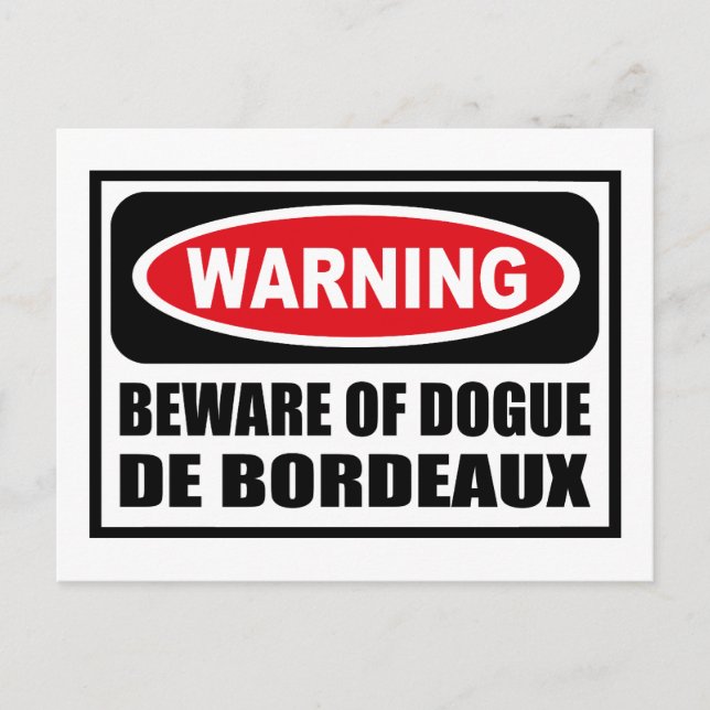 Cartão Postal Cartão-postal de advertência BEWARE OF DOGUE DE BO (Frente)