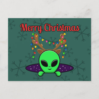Cartão Postal Cartão-postal de Alienígena OVNI "Feliz Natal"