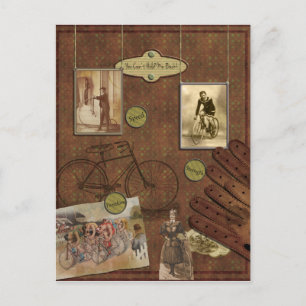 Cartão Postal Cartão-postal de Andando de bicicleta Vintage