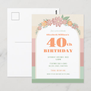 Cartão Postal Cartão-postal de aniversário de 40 anos retro