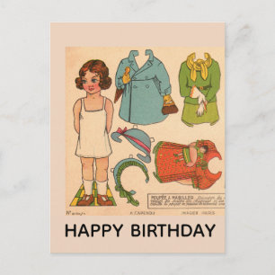 CARTÃO POSTAL CARTÃO-POSTAL DE ANIVERSÁRIO DE MENINA BONECA DE P