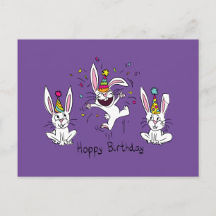 Cartão Postal Cartão-postal de aniversário feliz Bunny Rabbits