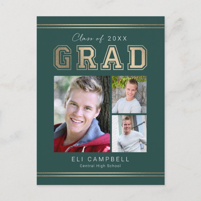 Cartão Postal Cartão-postal de Anúncio de Graduação de Varsidade (Frente)