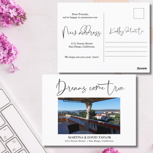 Cartão Postal Cartão-postal de anúncio de novo endereço residenc (Criador carregado)