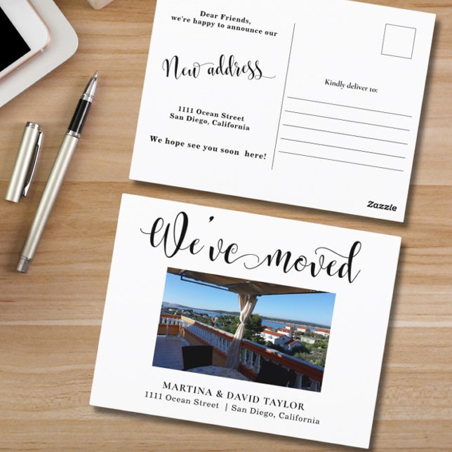 Cartão Postal Cartão-postal de anúncio de novo endereço residenc (Criador carregado)