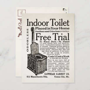 Cartão Postal Cartão-postal de anúncio do Vintage Indoor Toilet 