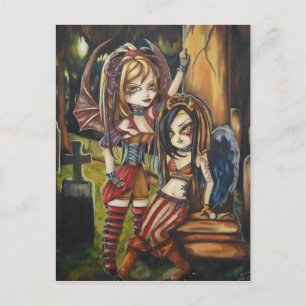 Cartão Postal Cartão-postal de Arte de Anjo Gótico Escuro Vamp