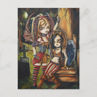 Cartão Postal Cartão-postal de Arte de Anjo Gótico Escuro Vampir