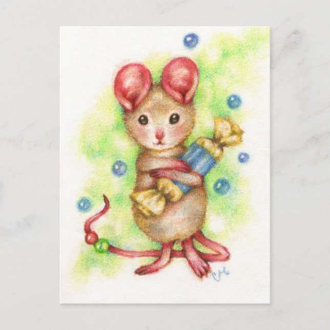 Cartão Postal Cartão-postal de Arte de Mouse Bonito (Frente)
