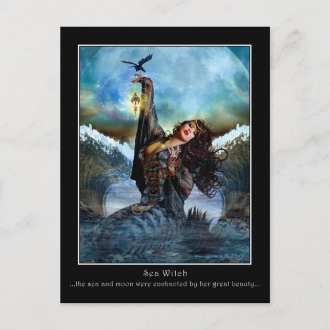 Cartão Postal Cartão-postal de arte digital da Sea Witch (Frente)