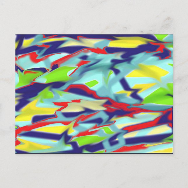 Cartão Postal Cartão-postal de arte digital de formato - azul (Frente)