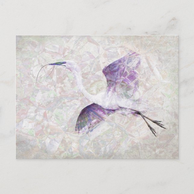 Cartão Postal Cartão-postal de arte digital Egret excelente (Frente)