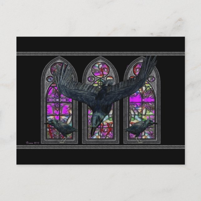 Cartão Postal Cartão-postal de Arte Digital Gótica Ravens (Frente)