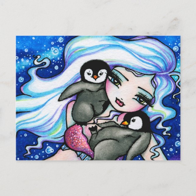 Cartão Postal Cartão-postal de Arte Fantasia Smermaid para Bebês (Frente)