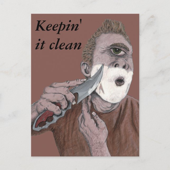 Cartão Postal Cartão-postal de arte grego Cyclops Knife Shave Fa (Frente)