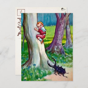 Cartão Postal Cartão-postal de Ataque ao Inseto Vintage