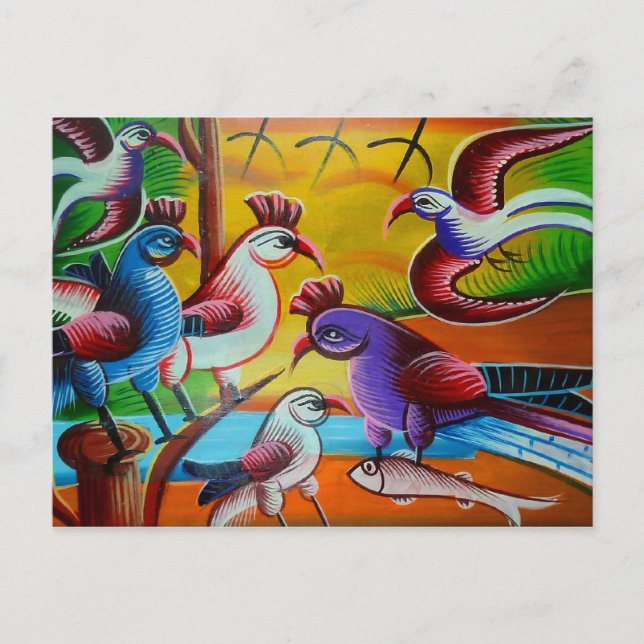 Cartão Postal Cartão-postal de aves RickshawArt (Frente)