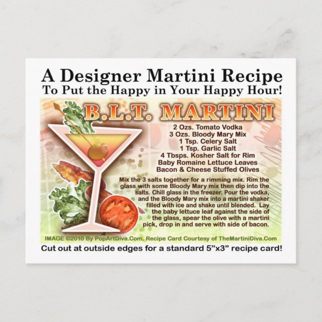 Cartão Postal Cartão-postal de Bacon, Alface, Tomato Martini (Frente)