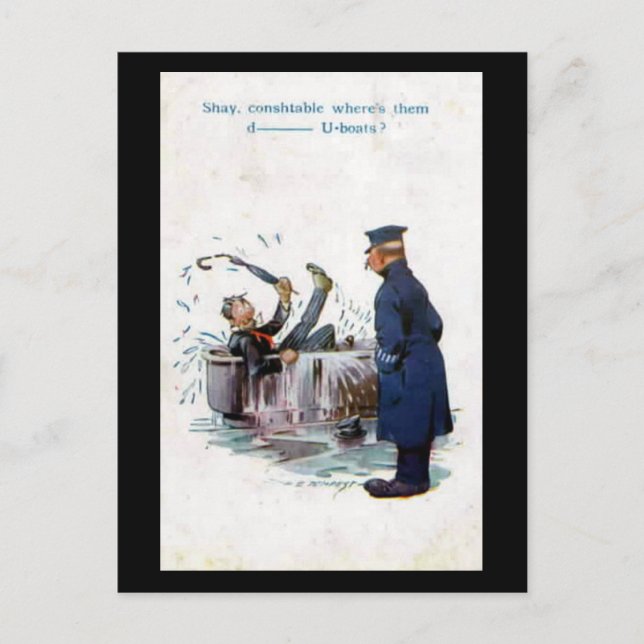 Cartão Postal Cartão-postal de banda desenhada antigo - U-Boats (Frente)