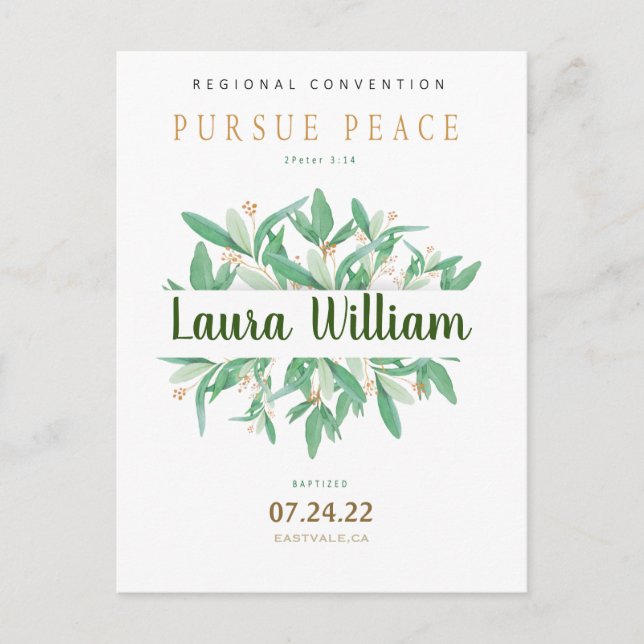 Cartão Postal Cartão-postal de Batismo da Convenção JW 2022 Pers (Frente)