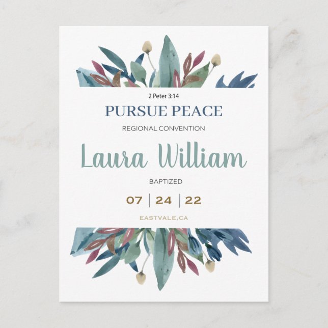 Cartão Postal Cartão-postal de Batismo da Convenção JW 2022 Pers (Frente)