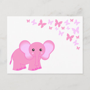 Cartão Postal Cartão-Postal De Bebê Cor-De-Rosa E De Borboleta