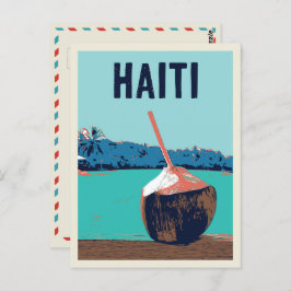 Cartão Postal Cartão-postal de bebida deliciosa de coco no Haiti
