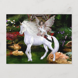 Cartão Postal Cartão-postal de beleza branca Unicorn